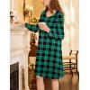 imageEkouaer Flannel Nightgowns for Women Long Sleeve Sleepwear Pajama Dress Button Sleepshirts with PocketsGreen Plaid