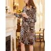 imageEkouaer Flannel Nightgowns for Women Long Sleeve Sleepwear Pajama Dress Button Sleepshirts with PocketsLeopard
