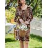 imageEkouaer Flannel Nightgowns for Women Long Sleeve Sleepwear Pajama Dress Button Sleepshirts with PocketsLeopard