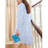 imageEkouaer Flannel Nightgowns for Women Long Sleeve Sleepwear Pajama Dress Button Sleepshirts with PocketsLight Blue Floral