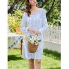 imageEkouaer Flannel Nightgowns for Women Long Sleeve Sleepwear Pajama Dress Button Sleepshirts with PocketsLight Blue Floral