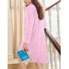 imageEkouaer Flannel Nightgowns for Women Long Sleeve Sleepwear Pajama Dress Button Sleepshirts with PocketsPink Floral