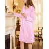 imageEkouaer Flannel Nightgowns for Women Long Sleeve Sleepwear Pajama Dress Button Sleepshirts with PocketsPink Floral