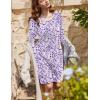 imageEkouaer Flannel Nightgowns for Women Long Sleeve Sleepwear Pajama Dress Button Sleepshirts with PocketsPurple Dots
