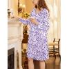 imageEkouaer Flannel Nightgowns for Women Long Sleeve Sleepwear Pajama Dress Button Sleepshirts with PocketsPurple Dots