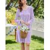 imageEkouaer Flannel Nightgowns for Women Long Sleeve Sleepwear Pajama Dress Button Sleepshirts with PocketsPurple Floral