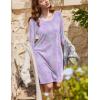 imageEkouaer Flannel Nightgowns for Women Long Sleeve Sleepwear Pajama Dress Button Sleepshirts with PocketsPurple Floral