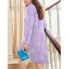 imageEkouaer Flannel Nightgowns for Women Long Sleeve Sleepwear Pajama Dress Button Sleepshirts with PocketsPurple Floral