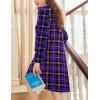 imageEkouaer Flannel Nightgowns for Women Long Sleeve Sleepwear Pajama Dress Button Sleepshirts with PocketsPurple Plaid