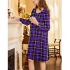 imageEkouaer Flannel Nightgowns for Women Long Sleeve Sleepwear Pajama Dress Button Sleepshirts with PocketsPurple Plaid