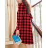 imageEkouaer Flannel Nightgowns for Women Long Sleeve Sleepwear Pajama Dress Button Sleepshirts with PocketsRed Black Plaid