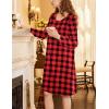 imageEkouaer Flannel Nightgowns for Women Long Sleeve Sleepwear Pajama Dress Button Sleepshirts with PocketsRed Black Plaid
