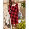 imageEkouaer Flannel Nightgowns for Women Long Sleeve Sleepwear Pajama Dress Button Sleepshirts with PocketsRed Black Plaid
