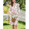 imageEkouaer Flannel Nightgowns for Women Long Sleeve Sleepwear Pajama Dress Button Sleepshirts with PocketsWhite Pink Rose