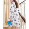 imageEkouaer Flannel Nightgowns for Women Long Sleeve Sleepwear Pajama Dress Button Sleepshirts with PocketsWhite Purple Rose