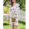 imageEkouaer Flannel Nightgowns for Women Long Sleeve Sleepwear Pajama Dress Button Sleepshirts with PocketsWhite Purple Rose