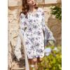 imageEkouaer Flannel Nightgowns for Women Long Sleeve Sleepwear Pajama Dress Button Sleepshirts with PocketsWhite Purple Rose