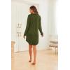 imageEkouaer Womens Button Down Nightgown Long Sleeves Sleepwear V Neck Nightgowns for WomenArmygreen