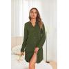 imageEkouaer Womens Button Down Nightgown Long Sleeves Sleepwear V Neck Nightgowns for WomenArmygreen