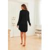 imageEkouaer Womens Button Down Nightgown Long Sleeves Sleepwear V Neck Nightgowns for WomenBlack