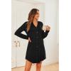 imageEkouaer Womens Button Down Nightgown Long Sleeves Sleepwear V Neck Nightgowns for WomenBlack