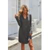 imageEkouaer Womens Button Down Nightgown Long Sleeves Sleepwear V Neck Nightgowns for WomenDark Grey