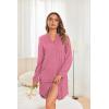 imageEkouaer Womens Button Down Nightgown Long Sleeves Sleepwear V Neck Nightgowns for WomenDark Pink