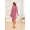 imageEkouaer Womens Button Down Nightgown Long Sleeves Sleepwear V Neck Nightgowns for WomenDark Pink