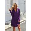 imageEkouaer Womens Button Down Nightgown Long Sleeves Sleepwear V Neck Nightgowns for WomenDeep Purple