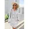 imageEkouaer Womens Button Down Nightgown Long Sleeves Sleepwear V Neck Nightgowns for WomenGrey Star Print