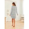 imageEkouaer Womens Button Down Nightgown Long Sleeves Sleepwear V Neck Nightgowns for WomenGrey Stripes