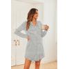 imageEkouaer Womens Button Down Nightgown Long Sleeves Sleepwear V Neck Nightgowns for WomenGrey Stripes