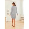imageEkouaer Womens Button Down Nightgown Long Sleeves Sleepwear V Neck Nightgowns for WomenLight Grey