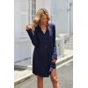 imageEkouaer Womens Button Down Nightgown Long Sleeves Sleepwear V Neck Nightgowns for WomenNavy Blue