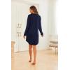 imageEkouaer Womens Button Down Nightgown Long Sleeves Sleepwear V Neck Nightgowns for WomenNavy Blue