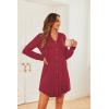 imageEkouaer Womens Button Down Nightgown Long Sleeves Sleepwear V Neck Nightgowns for WomenWine Red