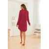 imageEkouaer Womens Button Down Nightgown Long Sleeves Sleepwear V Neck Nightgowns for WomenWine Red