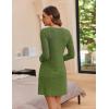 imageEkouaer Womens Nightgown Long Sleeve Rib Knit Pajama Dress V Neck Soft Loungewear Sleepwear SXXLArmy Green