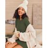 imageEkouaer Womens Nightgown Long Sleeve Ribbed Knit Nightshirt Round Neck Sleep Shirt Soft Sweater Dress SXXLArmy Green