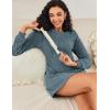 imageEkouaer Womens Nightgown Long Sleeve Ribbed Knit Nightshirt Round Neck Sleep Shirt Soft Sweater Dress SXXLBlue