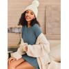 imageEkouaer Womens Nightgown Long Sleeve Ribbed Knit Nightshirt Round Neck Sleep Shirt Soft Sweater Dress SXXLBlue