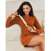 imageEkouaer Womens Nightgown Long Sleeve Ribbed Knit Nightshirt Round Neck Sleep Shirt Soft Sweater Dress SXXLCaramel