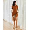 imageEkouaer Womens Nightgown Long Sleeve Ribbed Knit Nightshirt Round Neck Sleep Shirt Soft Sweater Dress SXXLCaramel