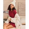 imageEkouaer Womens Nightgown Long Sleeve Ribbed Knit Nightshirt Round Neck Sleep Shirt Soft Sweater Dress SXXLDark Red