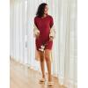 imageEkouaer Womens Nightgown Long Sleeve Ribbed Knit Nightshirt Round Neck Sleep Shirt Soft Sweater Dress SXXLDark Red