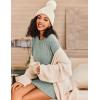 imageEkouaer Womens Nightgown Long Sleeve Ribbed Knit Nightshirt Round Neck Sleep Shirt Soft Sweater Dress SXXLLight Green