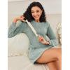 imageEkouaer Womens Nightgown Long Sleeve Ribbed Knit Nightshirt Round Neck Sleep Shirt Soft Sweater Dress SXXLLight Green
