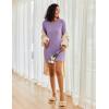 imageEkouaer Womens Nightgown Long Sleeve Ribbed Knit Nightshirt Round Neck Sleep Shirt Soft Sweater Dress SXXLLilac