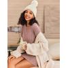 imageEkouaer Womens Nightgown Long Sleeve Ribbed Knit Nightshirt Round Neck Sleep Shirt Soft Sweater Dress SXXLMisty Rose