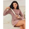 imageEkouaer Womens Nightgown Long Sleeve Ribbed Knit Nightshirt Round Neck Sleep Shirt Soft Sweater Dress SXXLMisty Rose